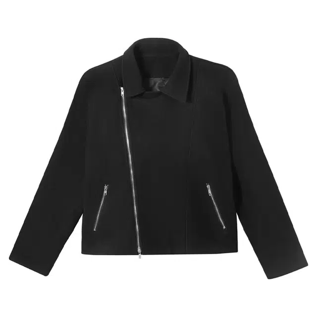 拾个壹先生 美式复古重磅小众痞帅高街潮牌原宿风潮无性别主义穿搭亲肤柔软舒适时尚个性宽松休闲百搭高级感斜拉链设计感外套夹克 男女同款