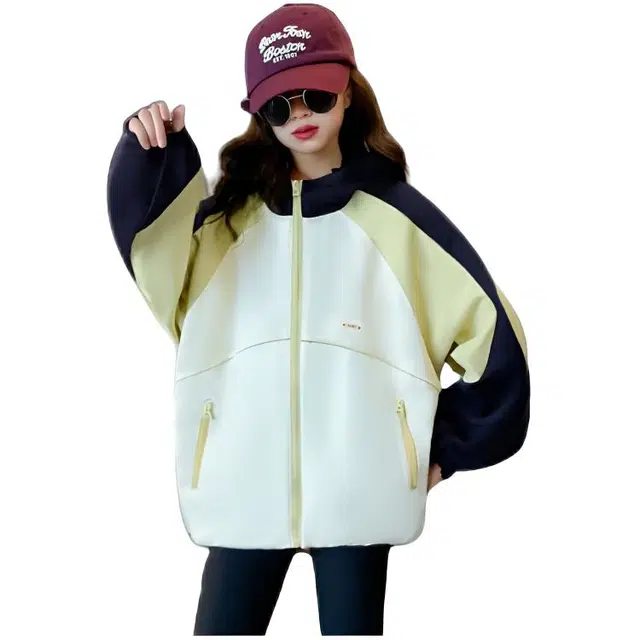 木木兔夹克 潮流时尚女童秋冬季外套 学生 户外防风 百搭休闲 宽松连帽 女孩中大童初中生 时髦洋气 青少年