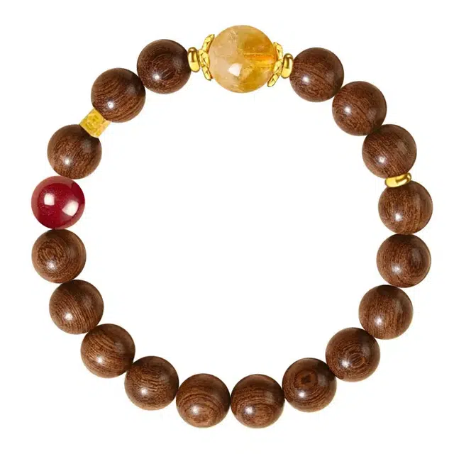 琛宬 一帆风顺招财吸金时来运转佛珠新中式国潮复古吉祥平安一夜暴富轻奢高级感万事顺遂串珠好运 金丝檀木 手串 男女同款情侣款