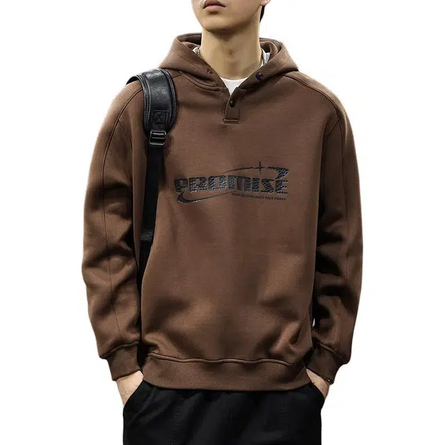 前进牛 美式经典复古潮牌印花连帽宽松大码重磅户外百搭休闲卫衣 男款