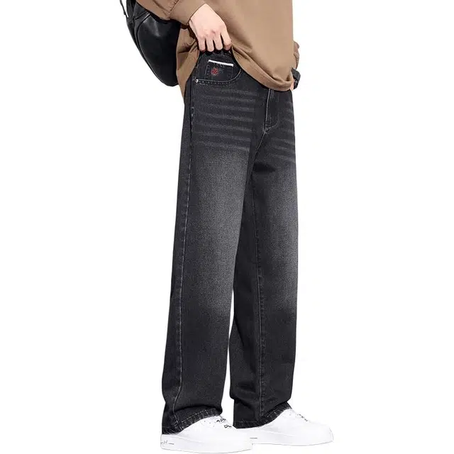协协乐 美式高街风复古怀旧水洗春秋季潮牌宽松直筒垂坠感阔腿拖地裤青少年痞帅百搭休闲运动长裤牛仔裤 男款