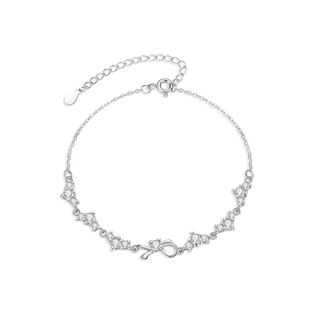 【纯银999 | 星光蝴蝶结】 凤祥囍事 老凤祥 优雅浪漫温柔小众设计简约学生日常轻奢高级感经典百搭通勤浪漫约会可调节#好运 足银 手链 女款