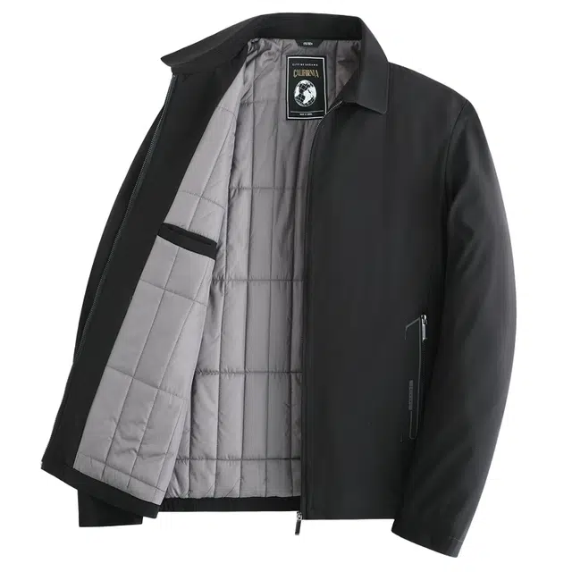 卡丹狄诺 夹棉加厚男士长袖翻领棉衣男秋冬季棉服外套男轻奢舒适商务休闲行政男茄克衫夹克 男款