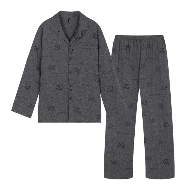 宫蝶 爽肤棉长袖开衫柔软舒适家居服大码可外穿睡衣套装 男款