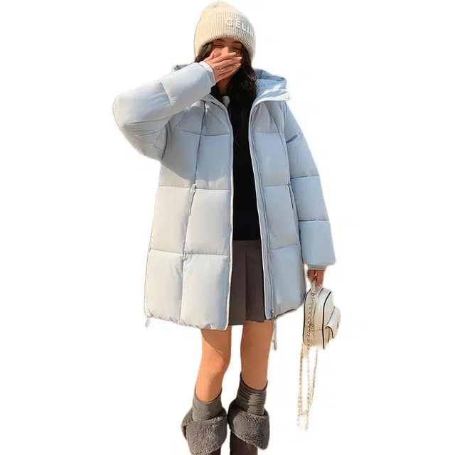 敲模女孩 韩系学院风云朵泡芙棉袄连帽宽松设计感甜美外套棉服 女款