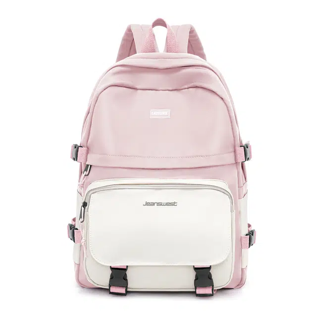 真维斯 日系休闲百搭高颜值拼色初高中学生大容量学院风通勤休闲运动百搭 织物 双肩包书包背包电脑包 常规 女款 粉色