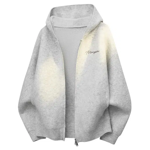 颂希尔 美式复古重磅纯色开衫线衫日常通勤宽松舒适百搭老钱风针织衫 男女同款