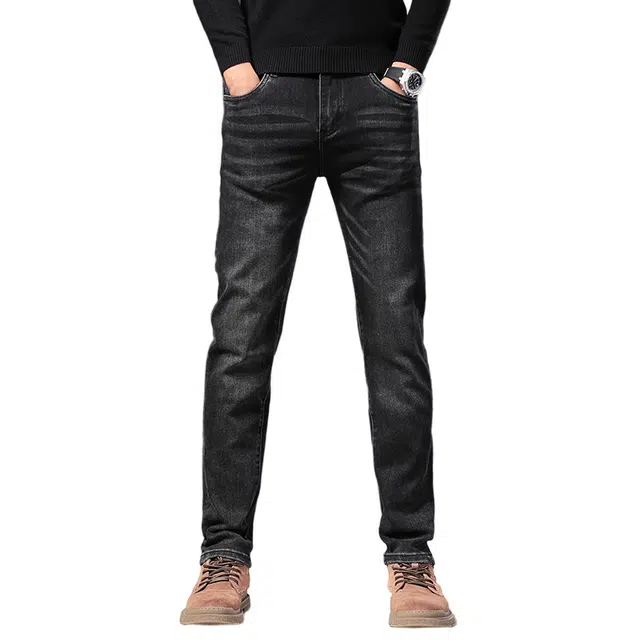 吉肯蒂 潮牌高奢男秋冬款锥形修身直筒男裤高弹力裤子牛仔裤 男款