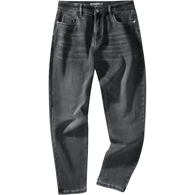 与狼共舞 威化高弹力经典通勤百搭款休闲时尚潮流猫须工艺帅气青年穿搭舒适亲肤直筒牛仔裤 男款