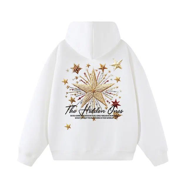 一人之下 美式高街仿刺绣烟花星星印花图案休闲宽松舒适百搭精选个性高级户外运动日常通勤气质潮流时尚长袖连帽卫衣 男女同款