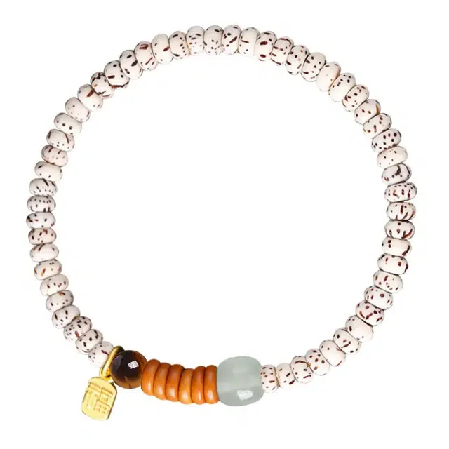 琛宬 招财进宝平安纳福福气满满转运福牌时来运转新中式复古国潮民族风轻奢高级感时尚百搭文玩佛珠#好运 星月菩提 手串 女款