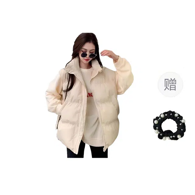 雾闪闪 韩版棉服小个子羽绒服宽松立领时尚面包服无袖外套潮 马甲 女款