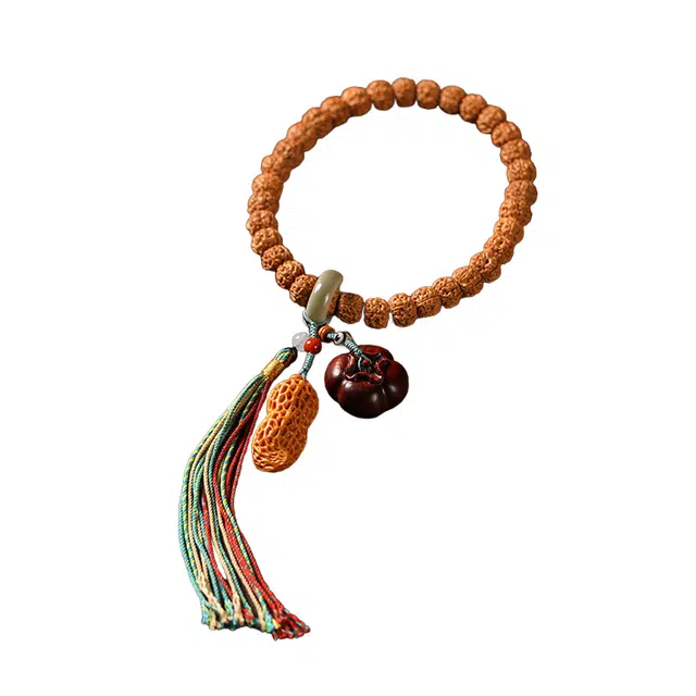 子婳 诸事顺利好柿花生财源滚滚新中式复古国潮时尚轻奢精致设计配饰雕刻文玩盘玩佛珠#好运 金刚菩提 手串 男女同款情侣款