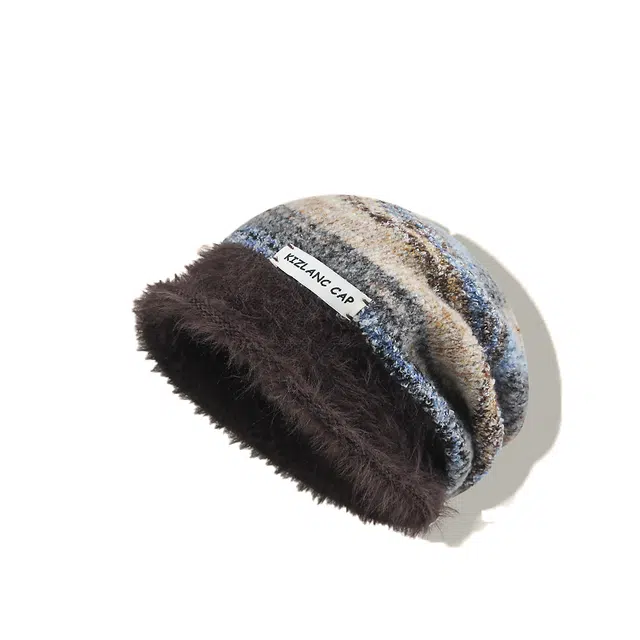 【美拉德秋冬必备】 攸委 韩版毛绒堆堆帽女冬季保暖加厚防寒护耳帽大头围显脸小 针织 包头月子帽冷帽套头毛线帽 男女同款情侣款