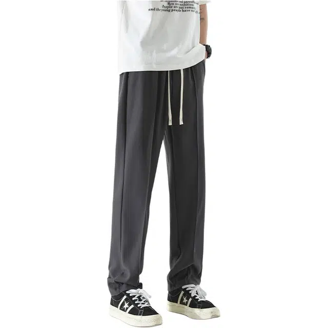 拓菲 美式潮牌宽松阔腿垂坠感运动男士春秋夏季薄款直筒男生卫裤长裤休闲裤 男女同款