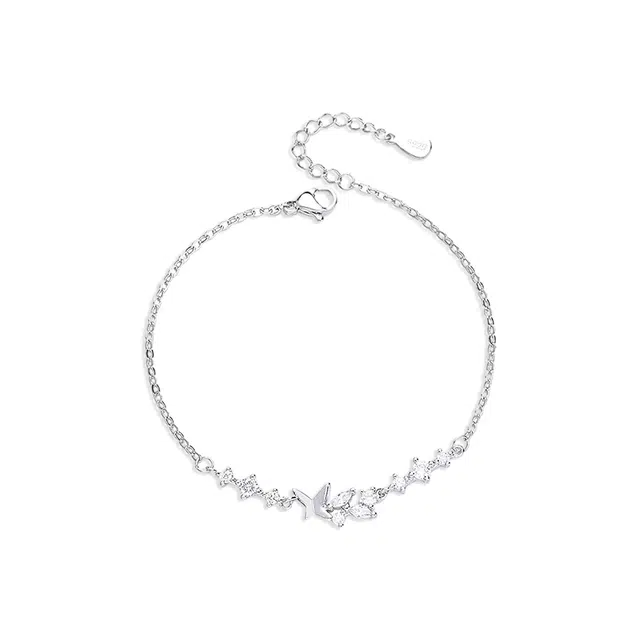 【纯银999 | 星光蝴蝶】 凤祥囍事 老凤祥 优雅浪漫温柔小众设计简约学生日常轻奢高级感经典百搭通勤浪漫约会可调节#好运 足银 手链 女款