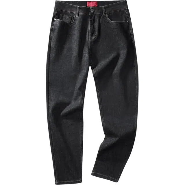 与狼共舞 水洗固色易打理弹力舒适亲肤棉质舒弹潮流通勤日常百搭高街风青年款耐磨直筒牛仔裤 男款