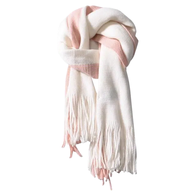 梦特娇 拼色百搭保暖 腈纶 绒线围巾 男女同款情侣款