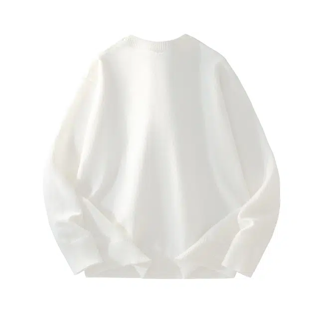 暴走的萝莉 美式复古潮流简约基础款纯色品牌车标设计休闲宽松日常通勤长袖圆领毛衣 男女同款