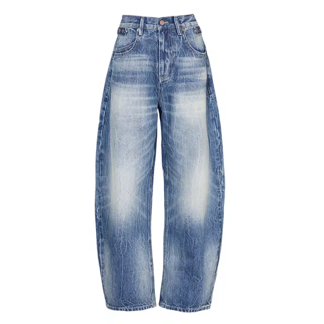 如续 宽松复古蓝潮流日常百搭设计感美式牛仔裤 男女同款
