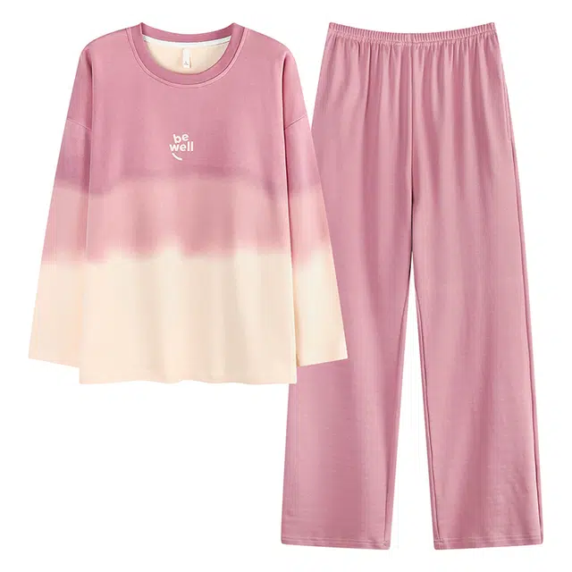 帕兰朵 带胸垫一体夏季纯棉女士夏天短袖仿凸点可外穿家居服睡衣套装 女款