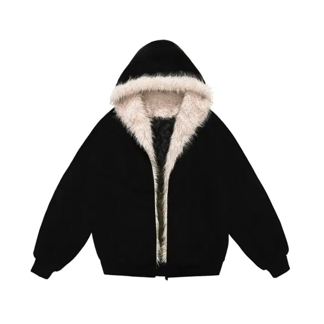 陆与山屿 大毛领保暖衣服座山雕外套加厚拉链开衫棉衣百搭上衣棉服 男女同款