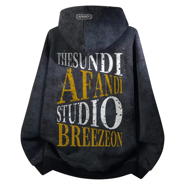 阿凡迪 美式扎染满天星系列街头品牌后背花体字母满印休闲宽松学院风日常百搭无性别主义潮流连帽套头氛围脏脏风卫衣 男女同款