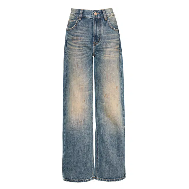 如续 美式宽松设计感复古简约百搭休闲小众裤牛仔裤 男女同款