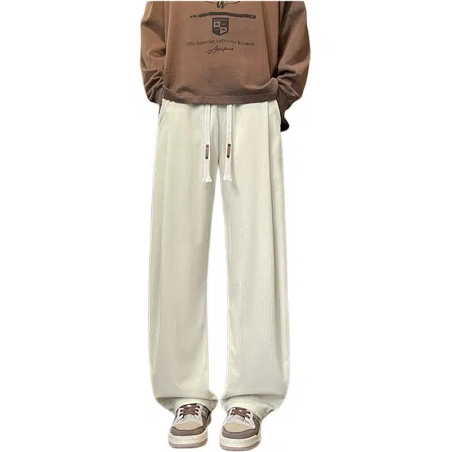 拓菲 美式潮流百搭设计感阔腿裤卫裤男春秋重磅高级感宽松直筒长裤垂感休闲裤 男女同款