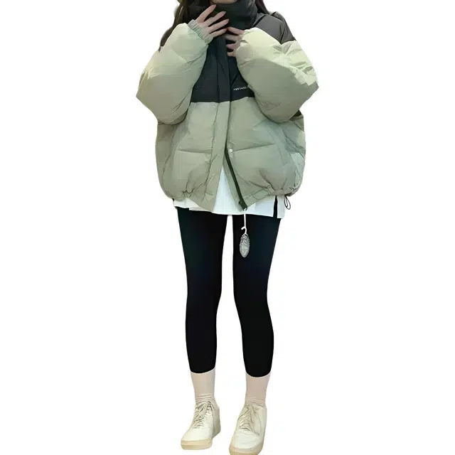 俞兆林 短款学生宽松外套简约舒适休闲保暖拼接温柔小清新棉服 女款