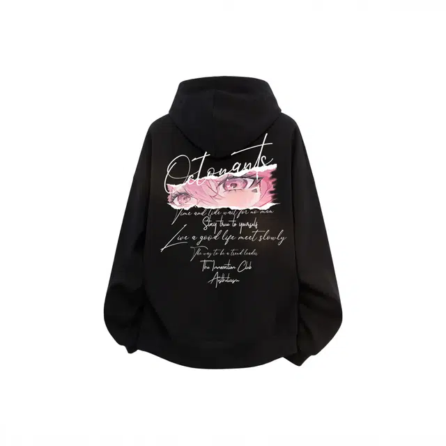 海底小纵队 美式复古高街宽松连帽百搭休闲通勤字母纯棉人物艺术字体印花重磅长袖学院风基础款落肩舒适加绒春秋国潮学生潮流卫衣 男女同款