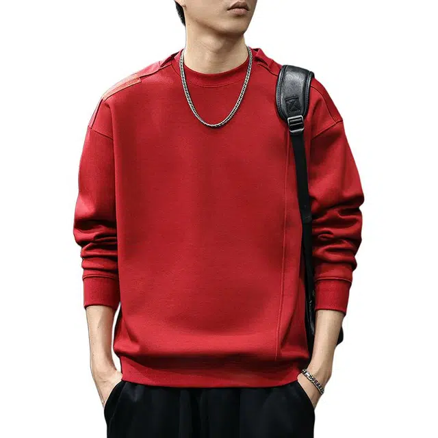 前进牛 秋冬美式休闲经典复古潮牌小众设计结构拼接极简风长袖上衣男潮流高街宽松大码户外百搭设计感条纹打底衫卫衣 男款