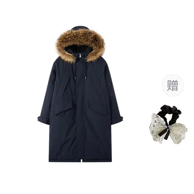 涂诗菲 美式复古潮流高街舒适宽松通勤百搭气质设计感时尚休闲毛领长袖外套棉服 女款