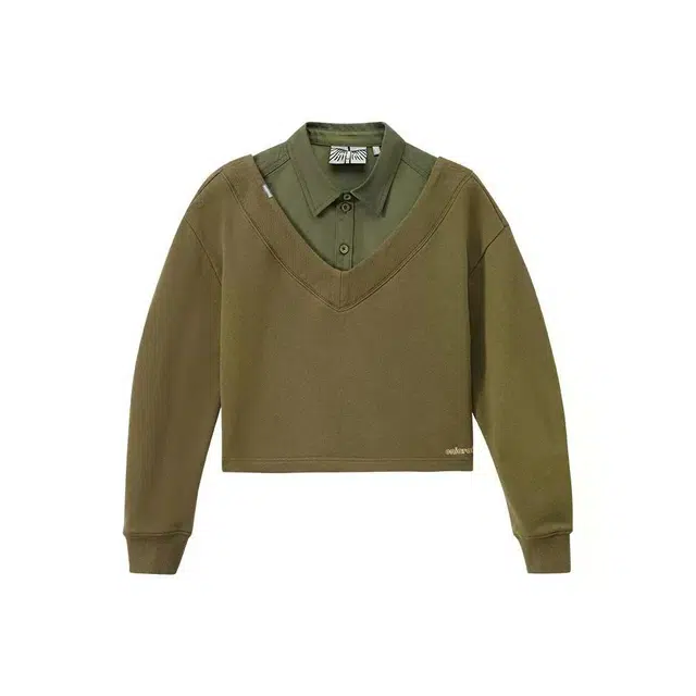 鬼洗 宽松半截复古纯色常规长袖通勤卫衣 女款