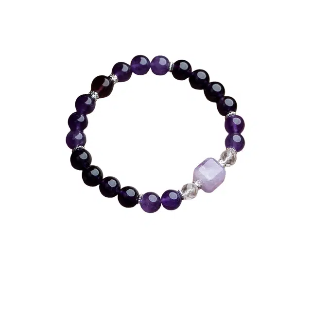 茂琼 柿柿如意万事顺利好运连连新中式国潮文玩念珠方块单圈轻奢精致时尚百搭高级手饰品 紫水晶 手串 女款