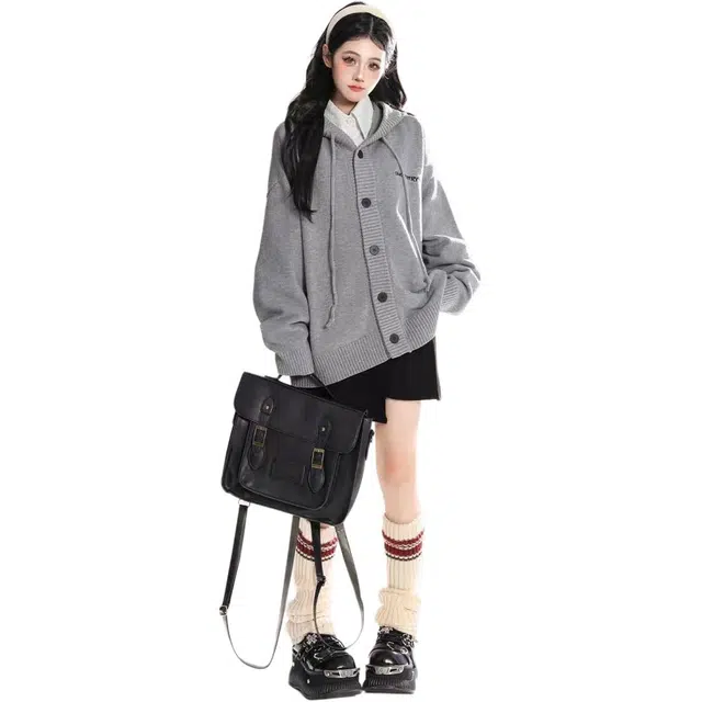 小卷要加油 慵懒风软糯开衫女冬季小个子外套上衣针织衫 女款