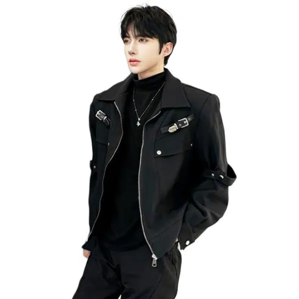 拓菲 美式短款工装纯色舒适百搭长袖夹克 男女同款