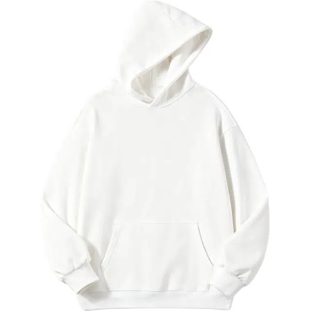 华夏儿女 基础款简约高街纯色重磅宽松休闲落肩口袋套头连帽卫衣 男女同款