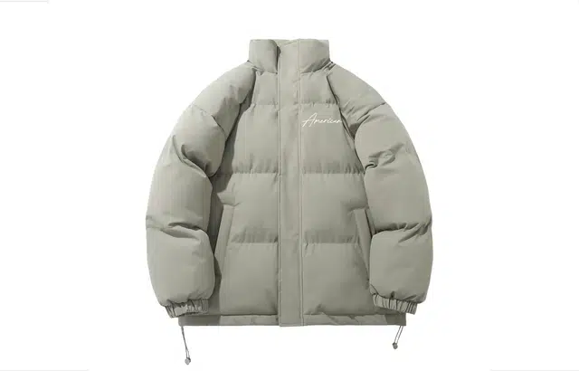 木林森 纯色基础款防风门襟防泼水美式复古手绘艺术签名印花抗寒保暖休闲出行百搭立领棉服外套 男女同款