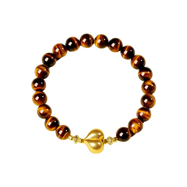 子婳 招财转运时来运转平安喜乐新中式复古国潮精致爱心配饰时尚个性潮流百搭文玩念珠#好运 虎眼石 手串 女款