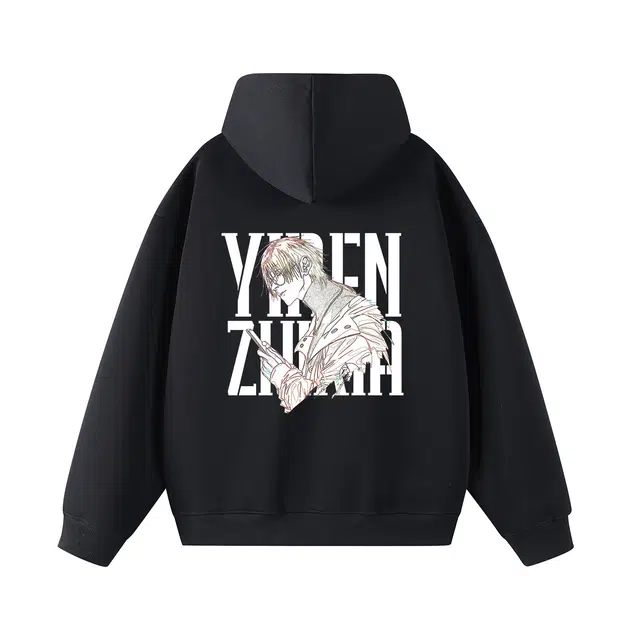 一人之下 官方诸葛青英文字母印花设计美式潮流高街休闲宽松舒适春秋款长袖连帽卫衣 男女同款