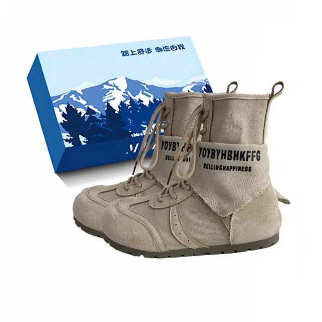 小鹿米利 厚底秋冬外穿中筒马丁靴复古内增高废土风工装靴 短靴 女