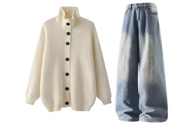 梓润格 慵懒风高街潮流情侣款毛衣潮搭舒适经典款式美式夏季宽松基础款直筒阔腿裤休闲运动套装 男女同款