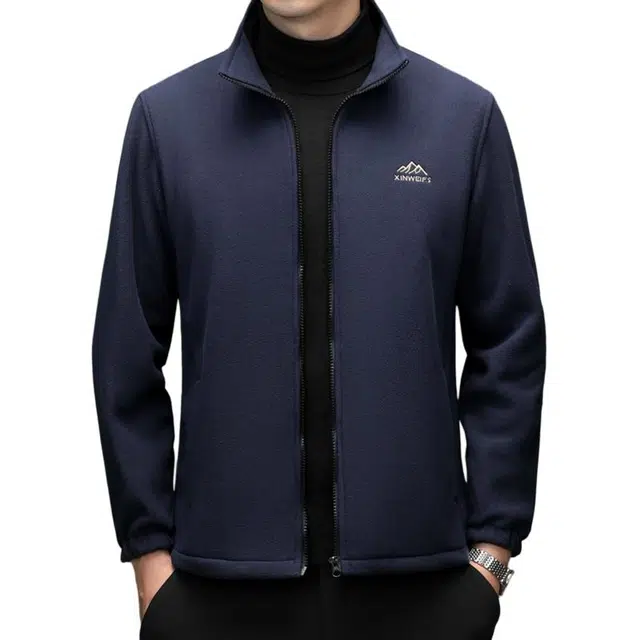 卡丹狄诺 秋冬季保暖加厚立领户外防风休闲运动拉链绒感外套 男款