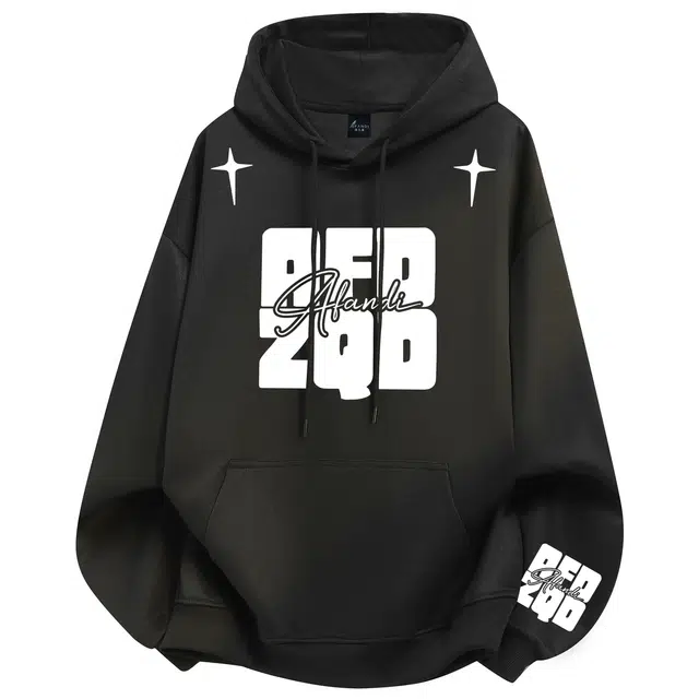 阿凡迪 美式复古街头简约基础纯色创意花体品牌字母印花宽松舒适休闲百搭时尚潮流通勤无性别主义抽绳长袖连帽卫衣 男女同款