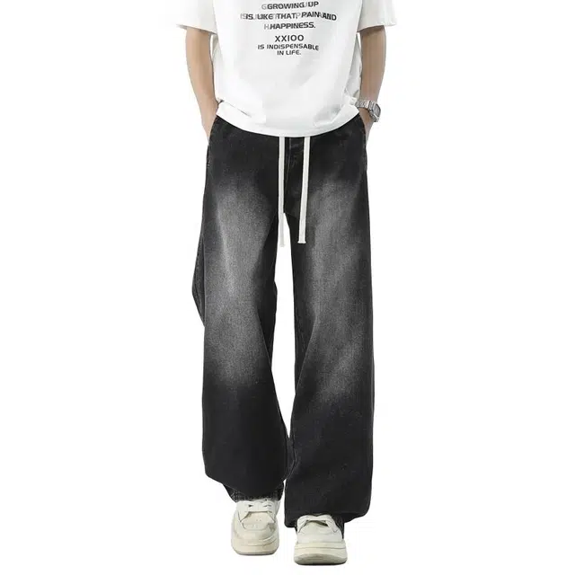 海尔斯 美式直筒宽松百搭时尚简约潮流牛仔裤 男款