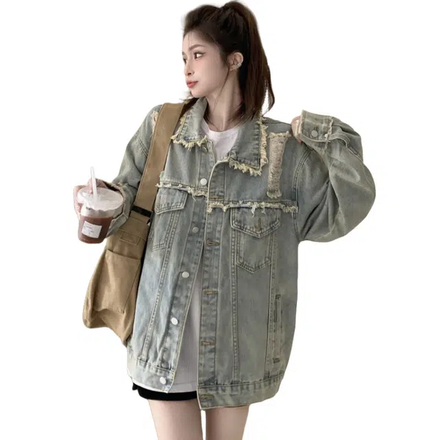轻迎 夹克工装高级感秋季上衣女牛仔外套 女款