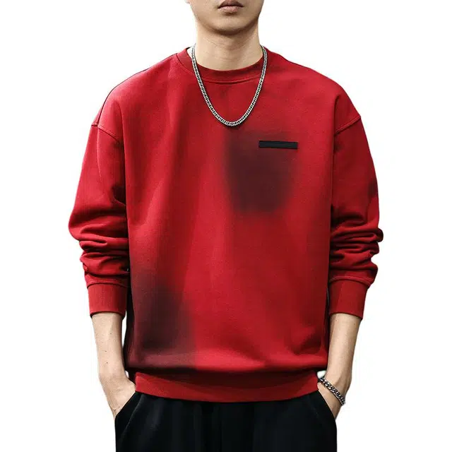 前进牛 美式复古圆领极水洗宽松休闲户外百搭卫衣 男款