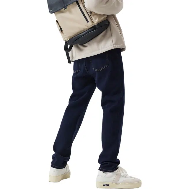 逆腾 秋季莱赛尔四面弹长裤男原色修身直筒裤子男士小脚商务休闲牛仔裤 男女同款