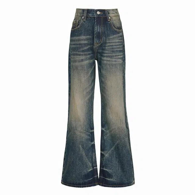 如续 复古拖地直筒宽松百搭美式做旧街头牛仔裤 男女同款